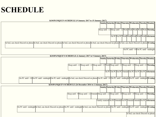 schedule screenshot