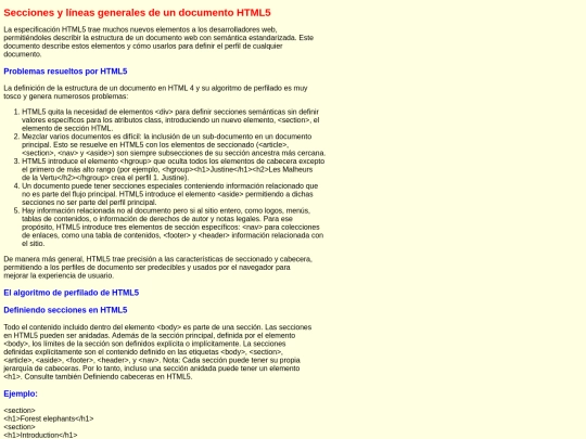 Secciones y lineas generales de un documento HTML5/HTML5/documento HTML5 screenshot