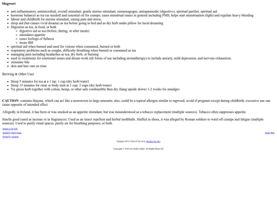 herbal/sunstirred/mugwort screenshot
