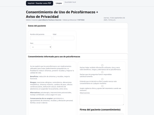 Consentimiento screenshot