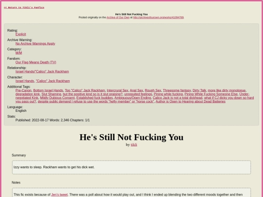 fanfic/HTML/HSNFY screenshot