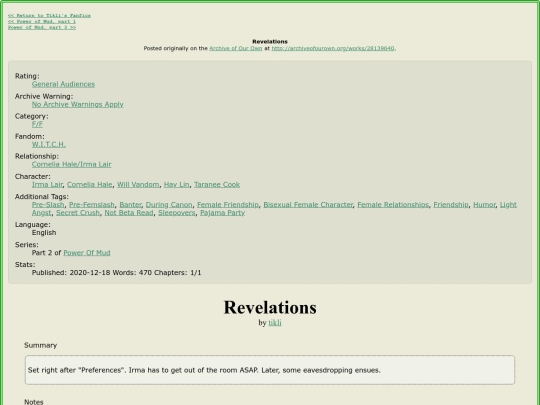 fanfic/HTML/Revelations screenshot