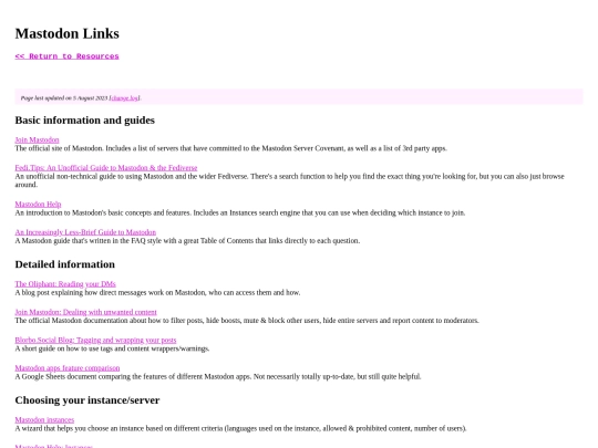 resources/links screenshot