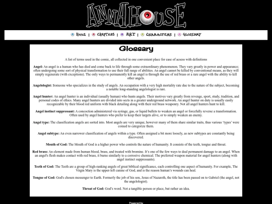 comics/glossary screenshot