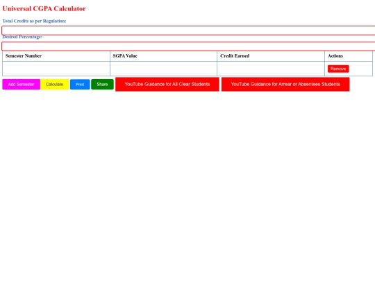 Universal-CGPA-Calculator screenshot