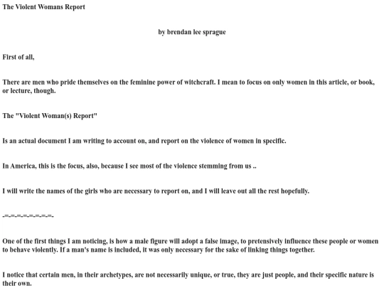 The Violent Womans Report screenshot