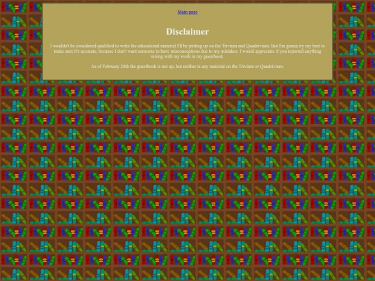 education/disclaimer screenshot