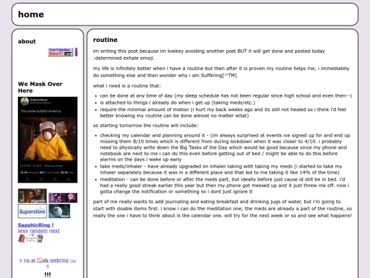 Blog/routine screenshot