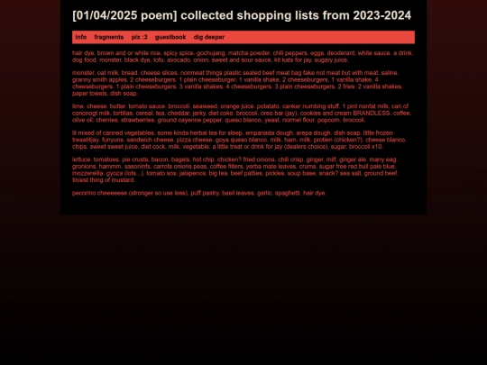 writings/writing2_01042025_collectedshoppinglists screenshot