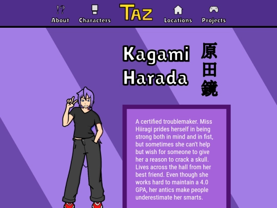 character page/kagami/kagami page screenshot