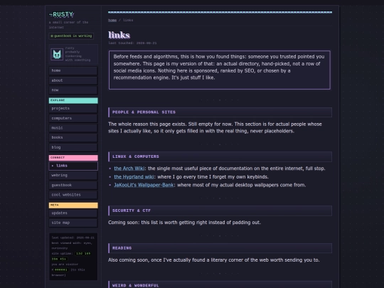 links screenshot
