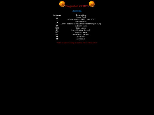 Rules/acronyms screenshot