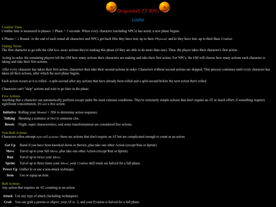 Rules/combat screenshot