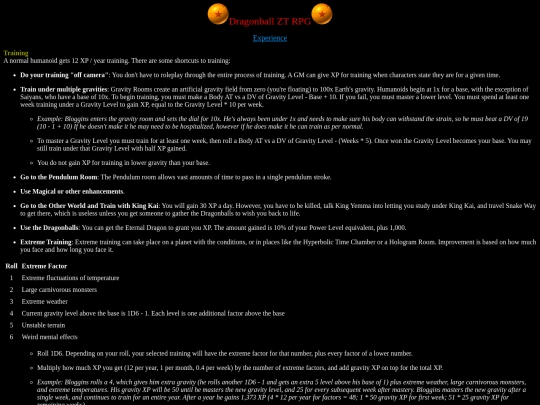 Rules/experience screenshot