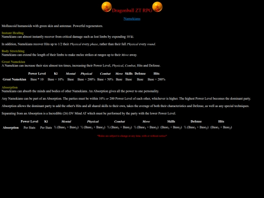 Rules/namekians screenshot