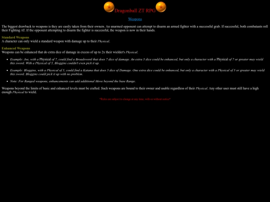 Rules/weapons screenshot