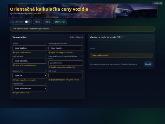 Kalkulačka v14.5/index-web screenshot