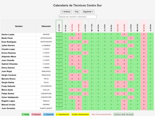 Calendario/centrosur screenshot