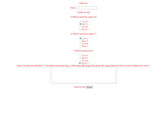 Web Design/Math-Test/math-test screenshot