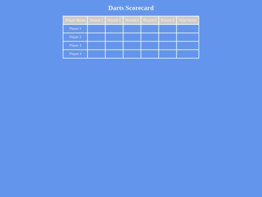Web Design/Scorecard Assignment/darts screenshot