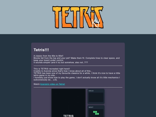 Home/Fun/Tetris screenshot
