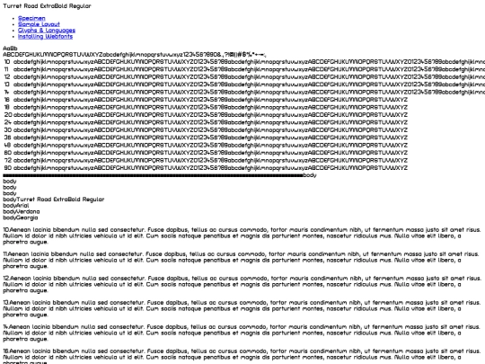 webfont/turretroad-extrabold-demo screenshot