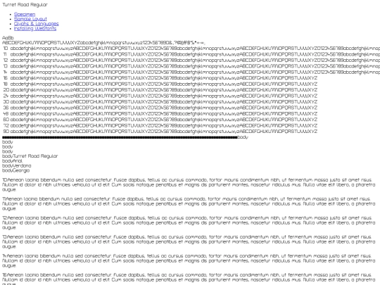 webfont/turretroad-regular-demo screenshot