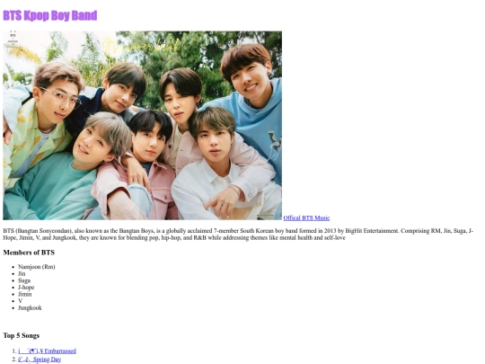 my-site/BTS website (for myself) screenshot
