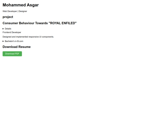 Resume screenshot