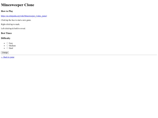 minesweeper/stylesheets/settings screenshot