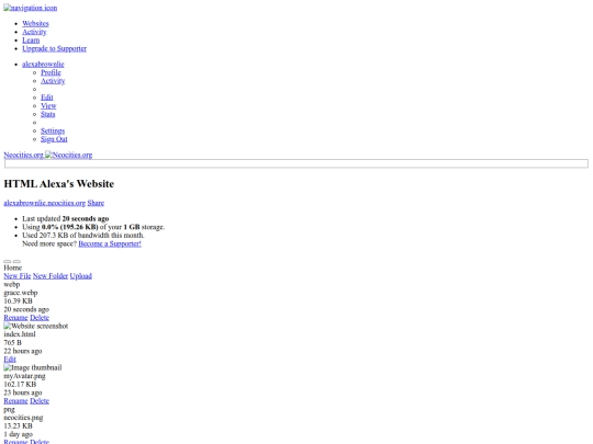 Neocities - Dashboard screenshot