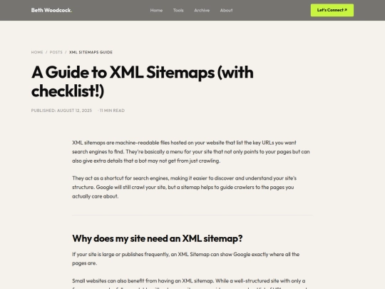 posts/a-guide-to-xml-sitemaps-with-checklist screenshot