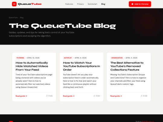 queuetube/blog screenshot