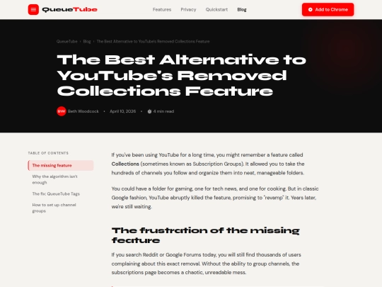 queuetube/blog/youtube-collections-alternative screenshot