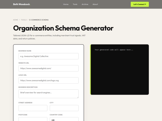 tools/organization-schema-for-ecommerce screenshot