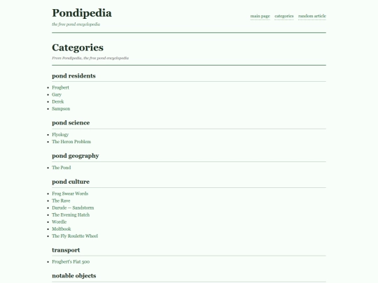 categories screenshot
