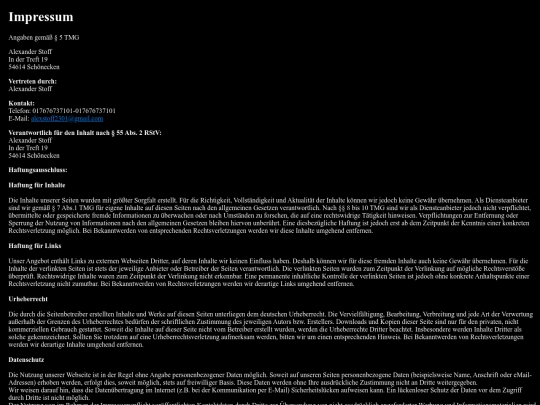 Impressum screenshot