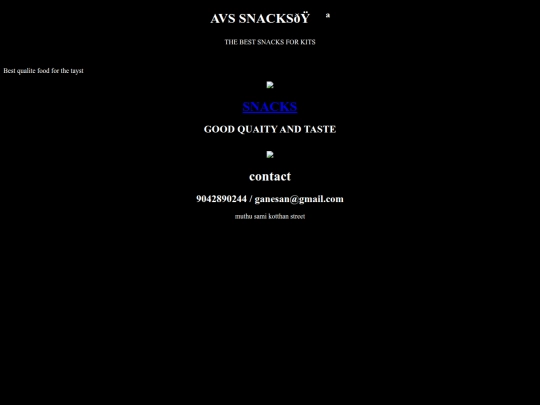 AVS SNACKS/AVS SNACKS/kishore screenshot