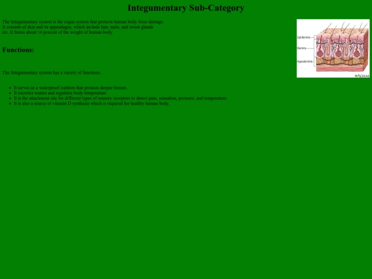 Integumentary-Subcategory screenshot