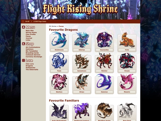 shrines/flightrising/faves screenshot