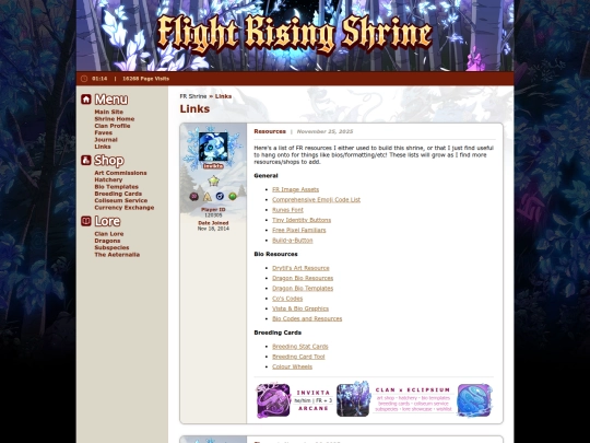 shrines/flightrising/links screenshot