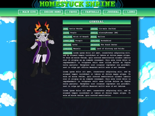 shrines/homestuck/fantrolls/davius screenshot