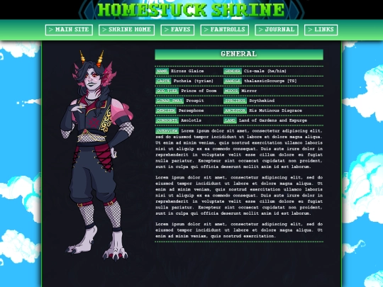 shrines/homestuck/fantrolls/feiross screenshot