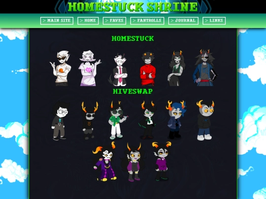 shrines/homestuck/faves screenshot