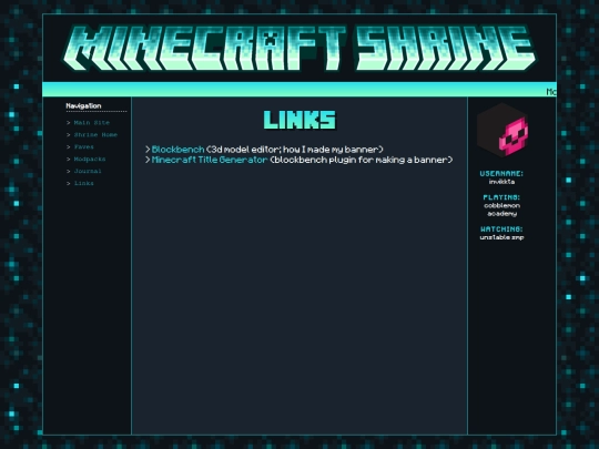shrines/minecraft/links screenshot
