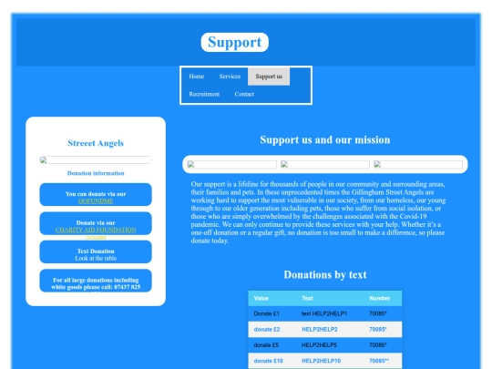 Support screenshot