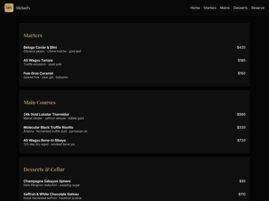 menu screenshot
