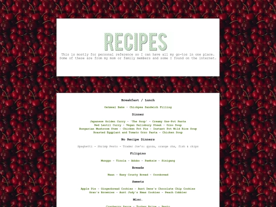 recipes screenshot