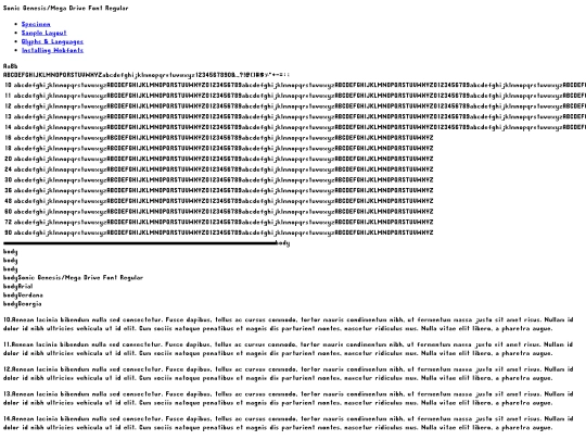 le sonic font/sonic-genesis-mega-drive-font-demo screenshot
