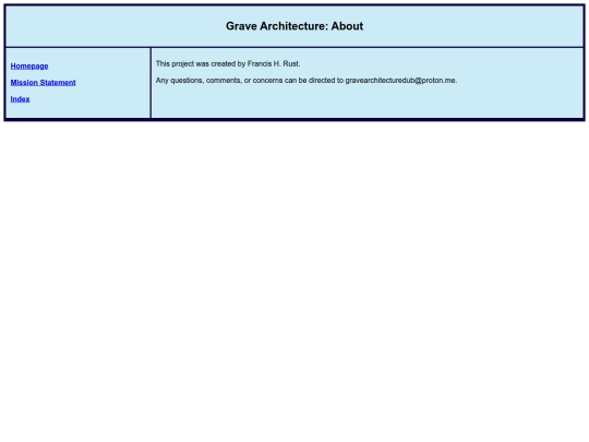 menu links/grave arch about screenshot